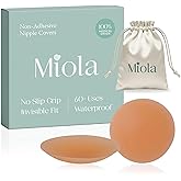 Miola Nipple Covers for Women – Non Adhesive Reusable Silicone Nipple Pasties, Seamless Invisible No Show, & Waterproof