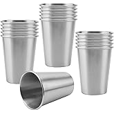 HOIGON 16 Pack Stainless Steel Cups, 12oz Shatterproof Metal Drinking Cups, Unbreakable Stackable Stainless Steel Tumblers for Travel, Camping, Outdoor Activities