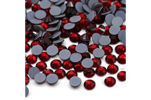 KZKCY Hotfix Rhinestones Flatback Glass Rhinestone 6000PCS SS6 1.9-2.0MM Round Gems for Nails Art Glitter Crystals Stone DIY Bags Clothes Shoes (Dark Red)