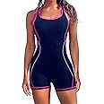 beautyin Women Athletic One Piece Boyleg Racerback Swimming Suits Bathing Suit