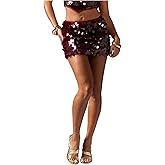 Floerns Women's Shiny Sequin Bodycon Mini Skirt Low Rise Night Out Party Skirts