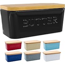 Beurrier Avec Couvercle En Bois – Récipient à Beurre En Céramique, Pratique Et élégant Pour La Cuisine