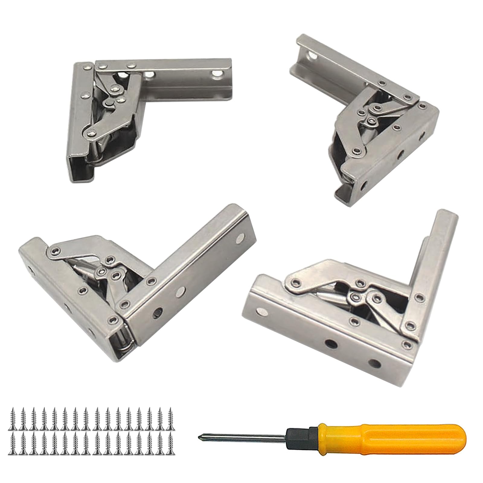 Jiaxitek 4 Pcs 90/180° Folding Hinge - Hidden Bracket for Cabinet, Door Shelf, Table with Angle Support