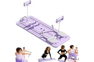 Zojio Pilates Board, Pilates Reformer Set, Multi-Purpose Foldable Pilates Reformer Board for Home, 5 in1 Pilates Sliding Board, Pilates Equipment with Timer (Purple)