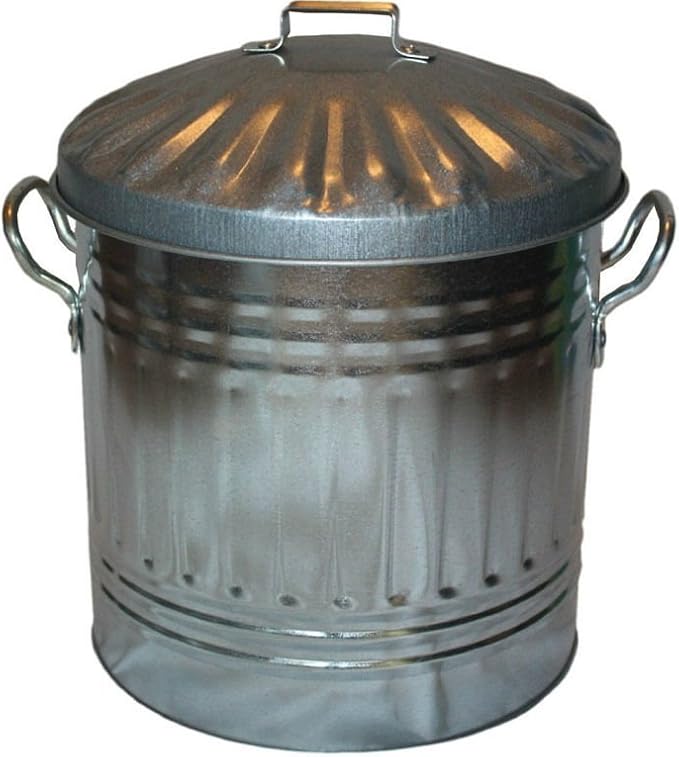 Portable 15L Mini Galvanised Steel Home Garden Dust Bin for Waste Trash