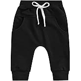 Mubineo Toddler Baby Boy Girl Infant Basic Plain Sweatpants Comfy Cotton Pants with Pockets