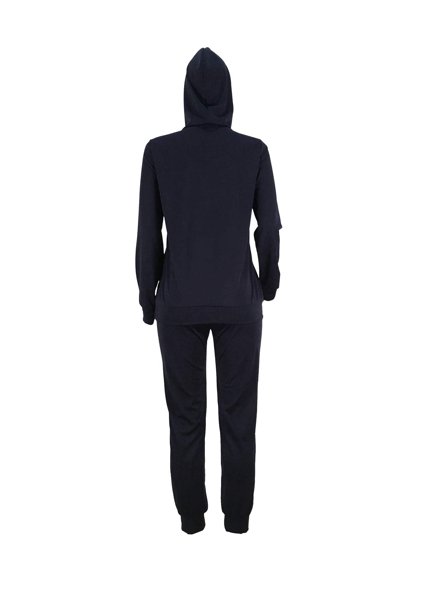 2 Piece Outfits for Women Ripped Hole Hoodies Pullover Tops and Sweatpants Sports Tracksuit Set Plus Size Dark Blue X-Large