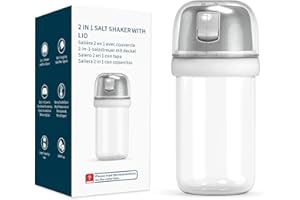 KTCHENDAO 2 in 1 Glass Salt Shaker with Side Pour Spout, Built-in Lid to Slow Down Dampness with Mearsuring Marks, Elegant Bo