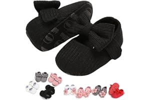 GDSDYM Baby Girls Mary Jane Flats with Bowknot Floral Princess Wedding Dress Shoes Soft Newborn Infant Crib First Walkers Prewalker