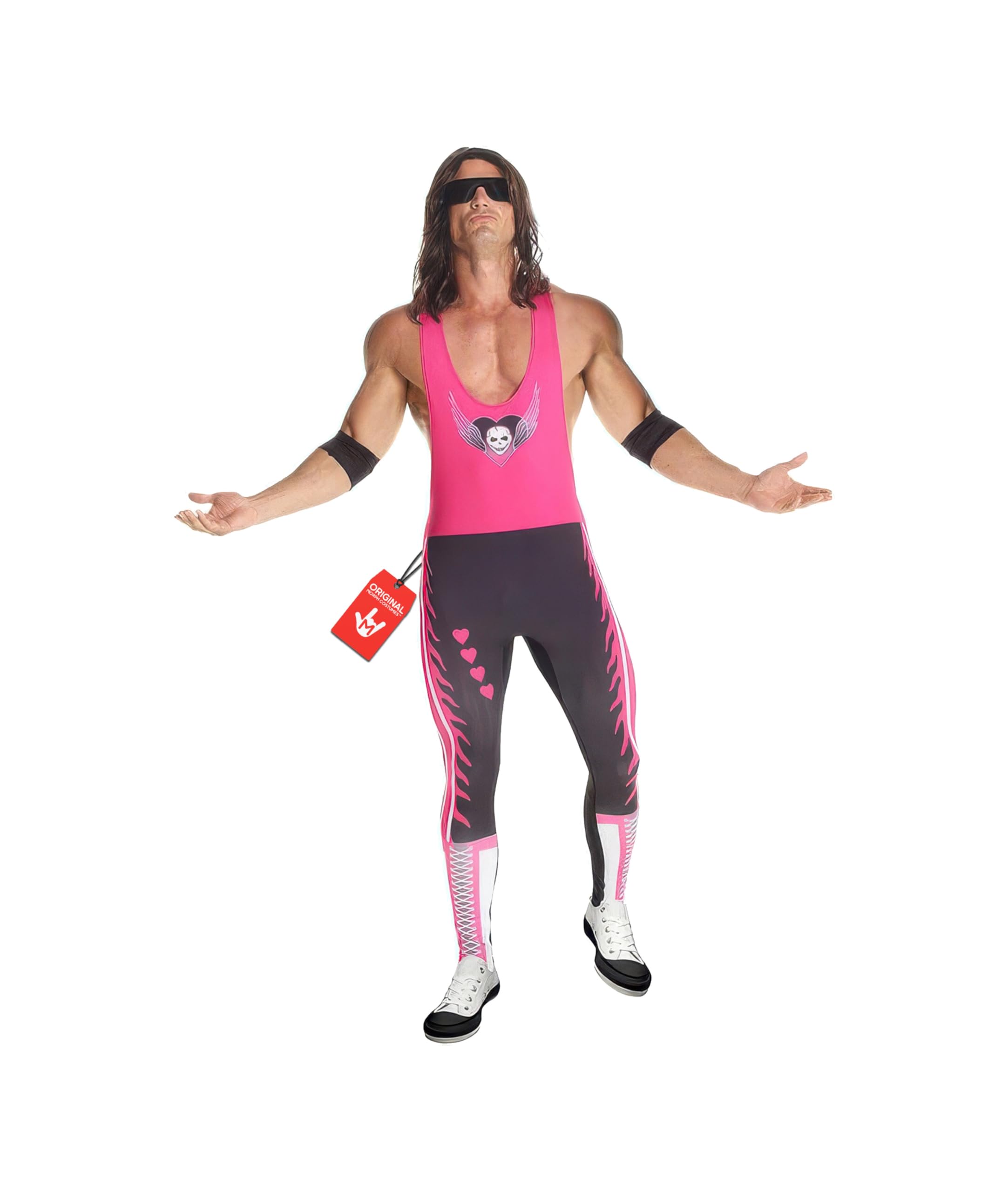 Morph Bret Hart Costume Adult, Bret the Hitman Hart Costume, WWE Costumes, Halloween Costumes Men, X-Large