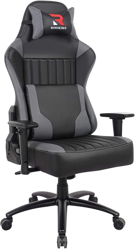 Amazon Com Rimiking Big Tall Gaming Chair Ergonomic High Back Adjustable 2d Arms Racing Executive Computer Desk Office Chair Rocking Metal Base Wide Backrest Headrest Kitchen Dining