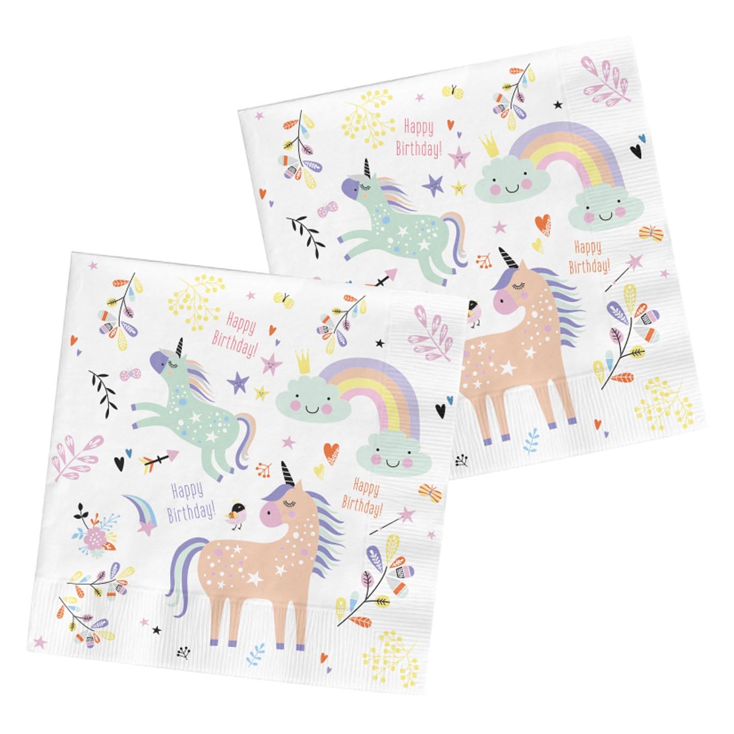 Folat 68349 Napkins Unicorns & Rainbows 33 x 33 cm Pack of 20, Multi-Colour, Medium — image 1