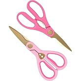 Paris Hilton All Purpose Kitchen Shears, Premium Stainless Steel Blades with Ergonomic Soft Grip Handles, 2-Piece Set, Pink