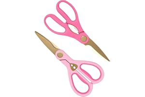 Paris Hilton All Purpose Kitchen Shears, Premium Stainless Steel Blades with Ergonomic Soft Grip Handles, 2-Piece Set, Pink