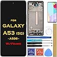 HLTECH Screen Replacement LCD Display Touch Digitizer Assembly with Frame for Samsung Galaxy A53 5G A536 SM-A536B SM-A536U A536U1 6.5" (No Fingerprint)
