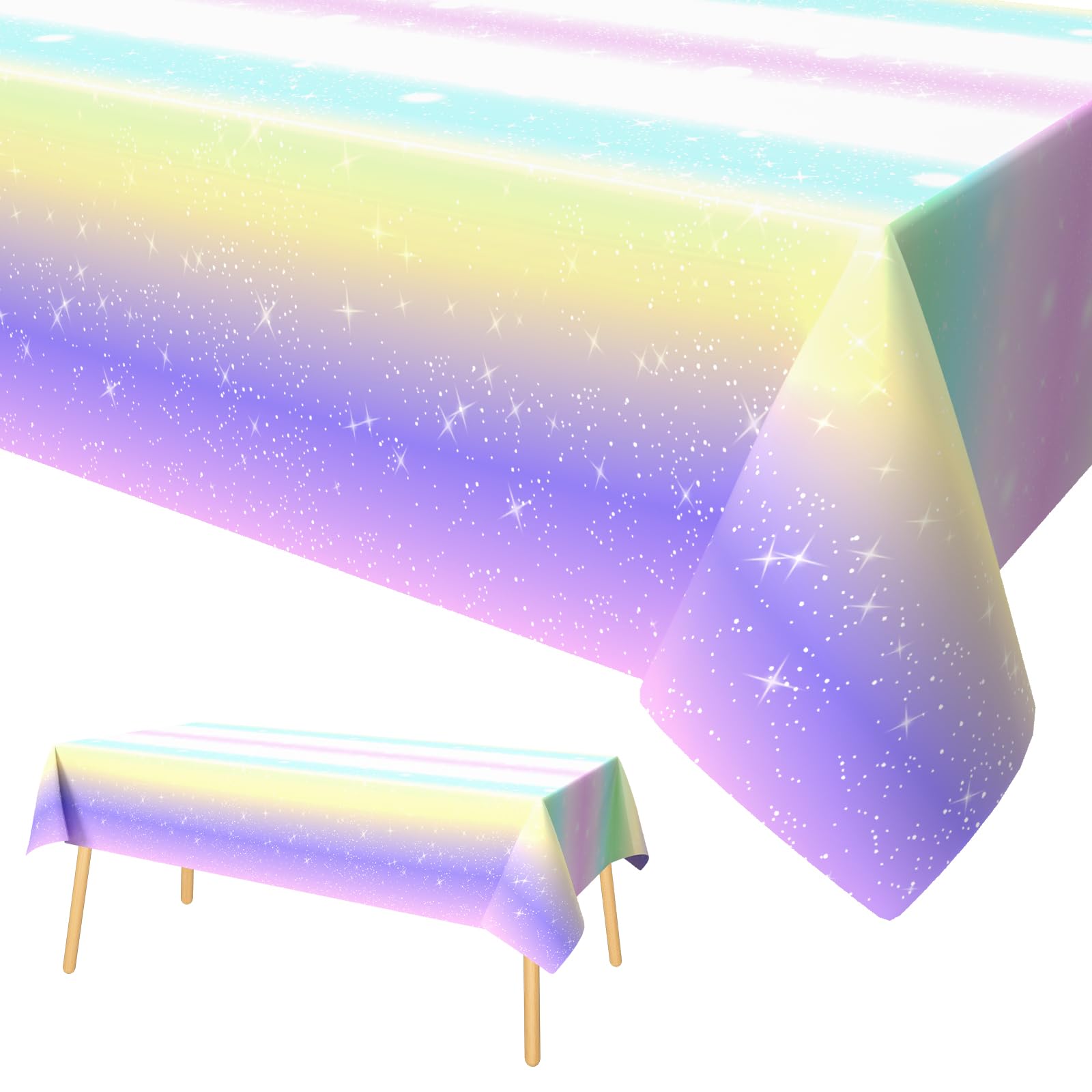 Xinvery Rainbow Table Covers, Rainbow Party Tablecloth Plastic Rectangular Tablecloths Pastel Birthday Baby Shower Party Decoration 137 x 274cm