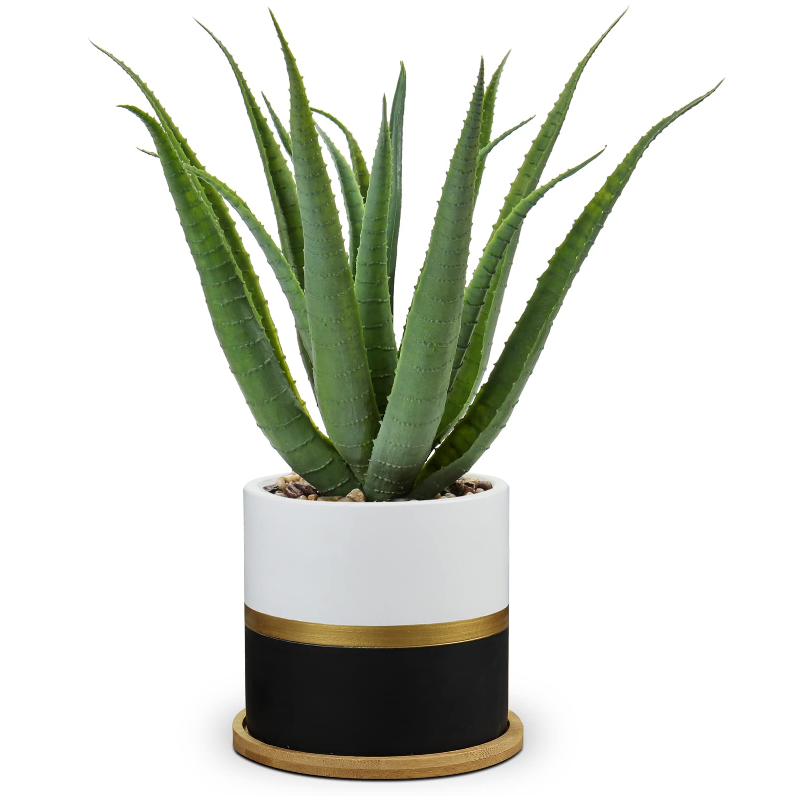 Photo 1 of Briful Succulents Artificial Plants Fake Aloe Vera Plants in Gold and Black Pot Farmhouse Faux Agave Plant for Home Office Desk Bathroom Shelf Decorations
