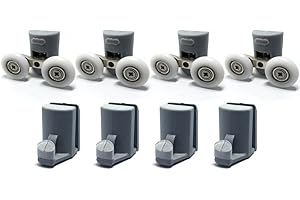 Smooth 4X Twin Top Double 4X Bottom Hooks Shower Door Rollers/Runners 25mm Wheels Diameter