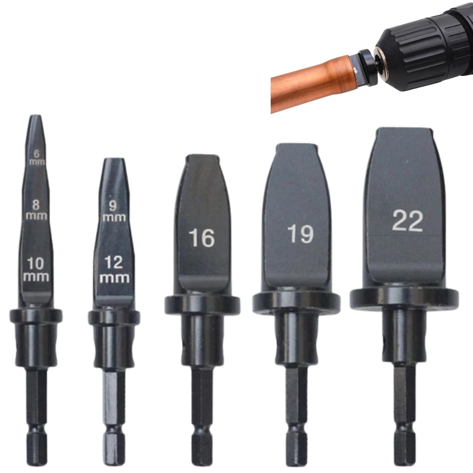 Jadeshay Copper Pipe Expander Tool,5 Pieces HVAC Repairing Set Air Conditioner Copper Tube Expander Swaging Tool Manual Pipe Swage Expander Drill Bit with 1/4'', 3/8'', 1/2'', 5/8'', 3/4'', 7/8' Bits