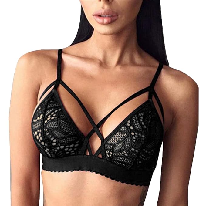 Tonsee Women Lingerie Floral Sheer Lace Bra Top Seamless Bralette Cup Wireless Bra