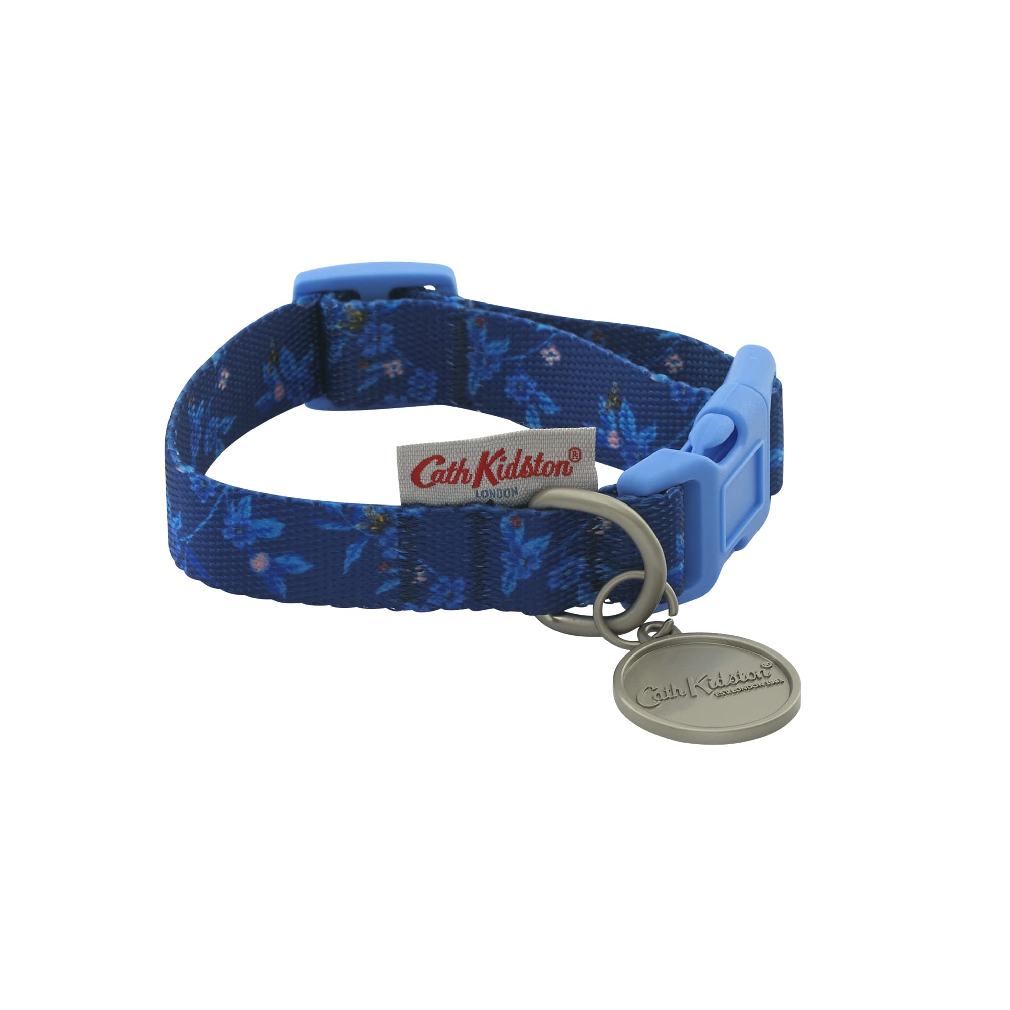 Pet Brands Cath Kidston Flora Adjustable Dog Collar, Luxury Pet Collar - Large, Blue