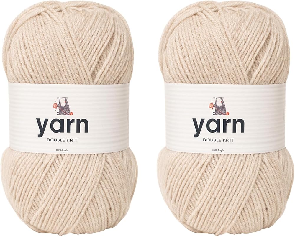 Korbond Yarn Beige 2 x 100g Acrylic DK Double Knit Crochet Wool