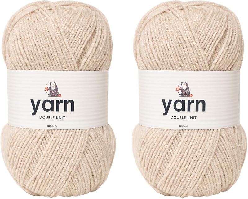 Korbond Yarn Beige 2 x 100g Acrylic DK Double Knit Crochet Wool