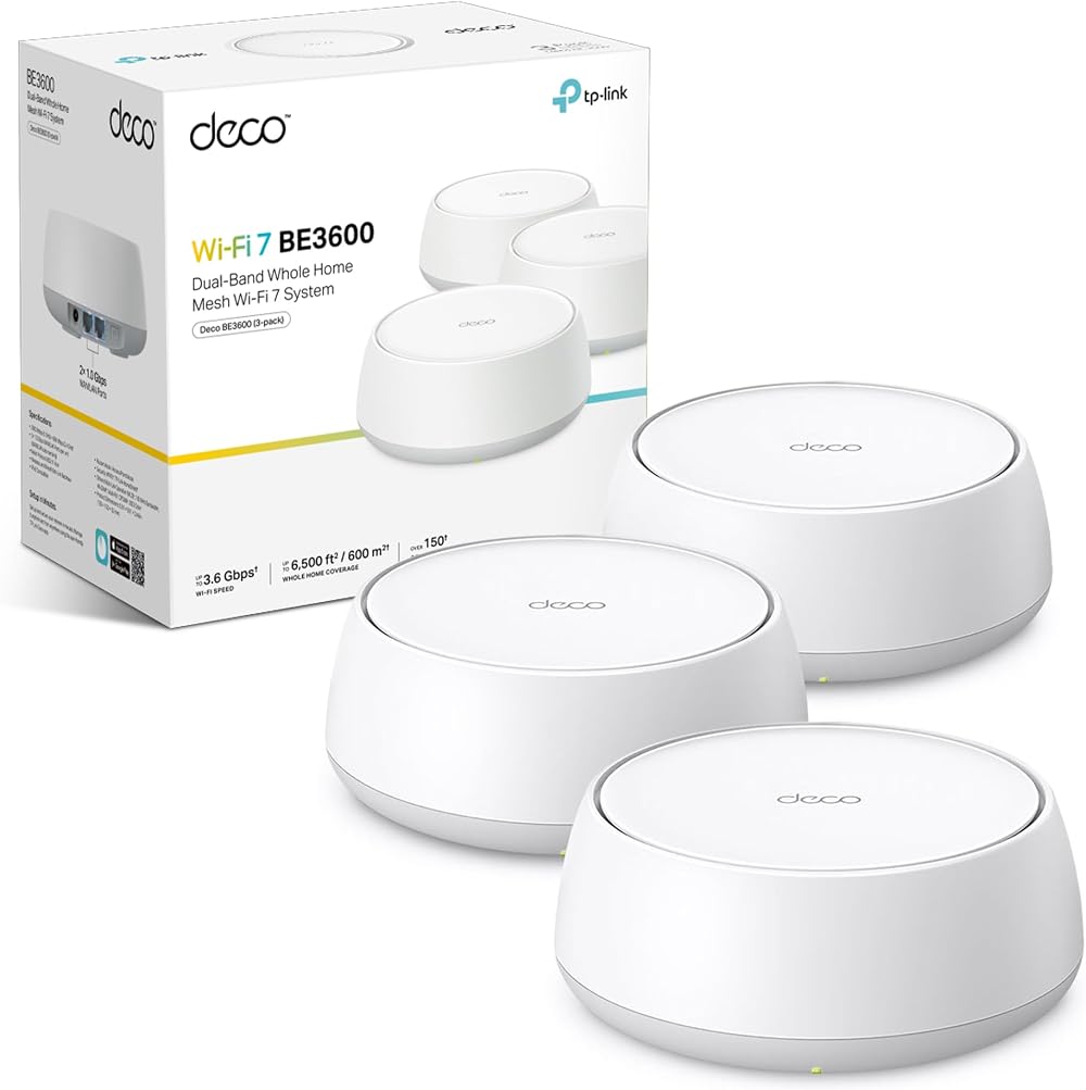 TP-Link Deco BE3600 3-Pack Mesh WiFi 7 System Dual-Band AI Roaming