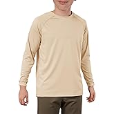 Haloumoning Boys Long Sleeve Athletic T-Shirts Kids Quick Dry Youth Performance Active Basic Tees 5-14 Years