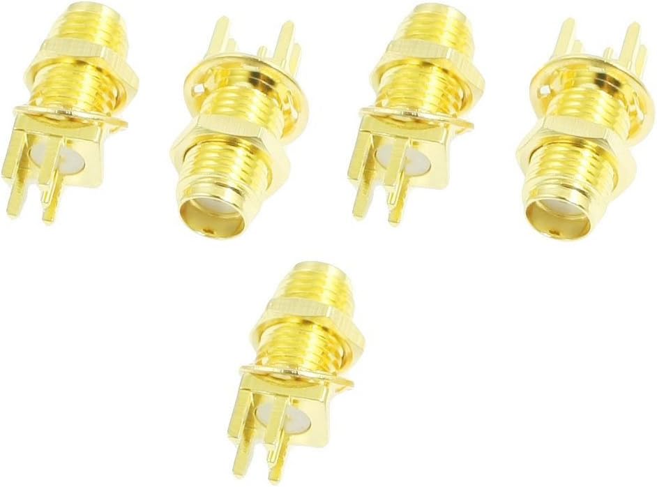 Nashinals JFBL Hot 5 Pcs SMA Male Plug Center Solder PCB Mount RF Connectors Gold