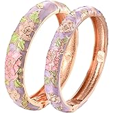 UJOY Cloisonne Bangles Gorgeous National Floral Panda Set Enameled Plated Handcrafted Bracelets Jewelry Gifts 55C43