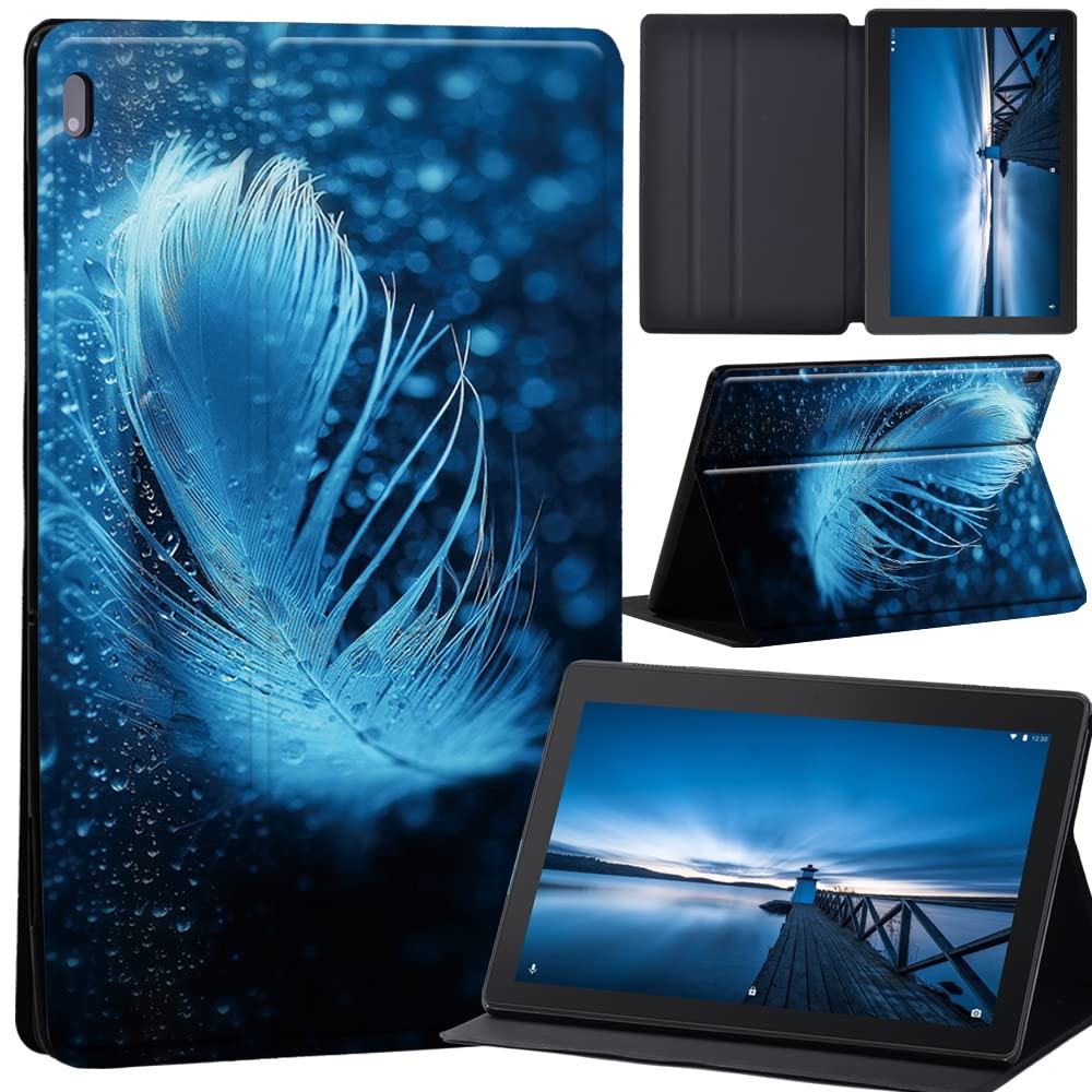 Case for Lenovo Tab M10 TB-X605F/ TB-X605L/ TB-X505F/ TB-X505L, Leather Tri-Fold Stand Cover Case for Lenovo Tab M10 10.1-Inch Tablet, (raindrop feather)