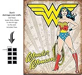 Shop72 Tin Sign DC Comic Series Wonder Woman Super Hero Metal Tin Sign Retro Vintage - With Sticky Stripes . No Damage to Walls
