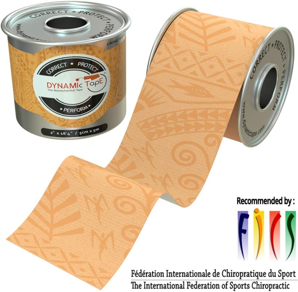 Dynamic Tape Beige Biomechanical, 2 inch by 16.4 feet roll, Designed to Sports Physio, Athletic Sport Performance, Foot Knee Muscle, Protect & Assist Motion, Injury Recovery, Hypoallergenic, No Latex