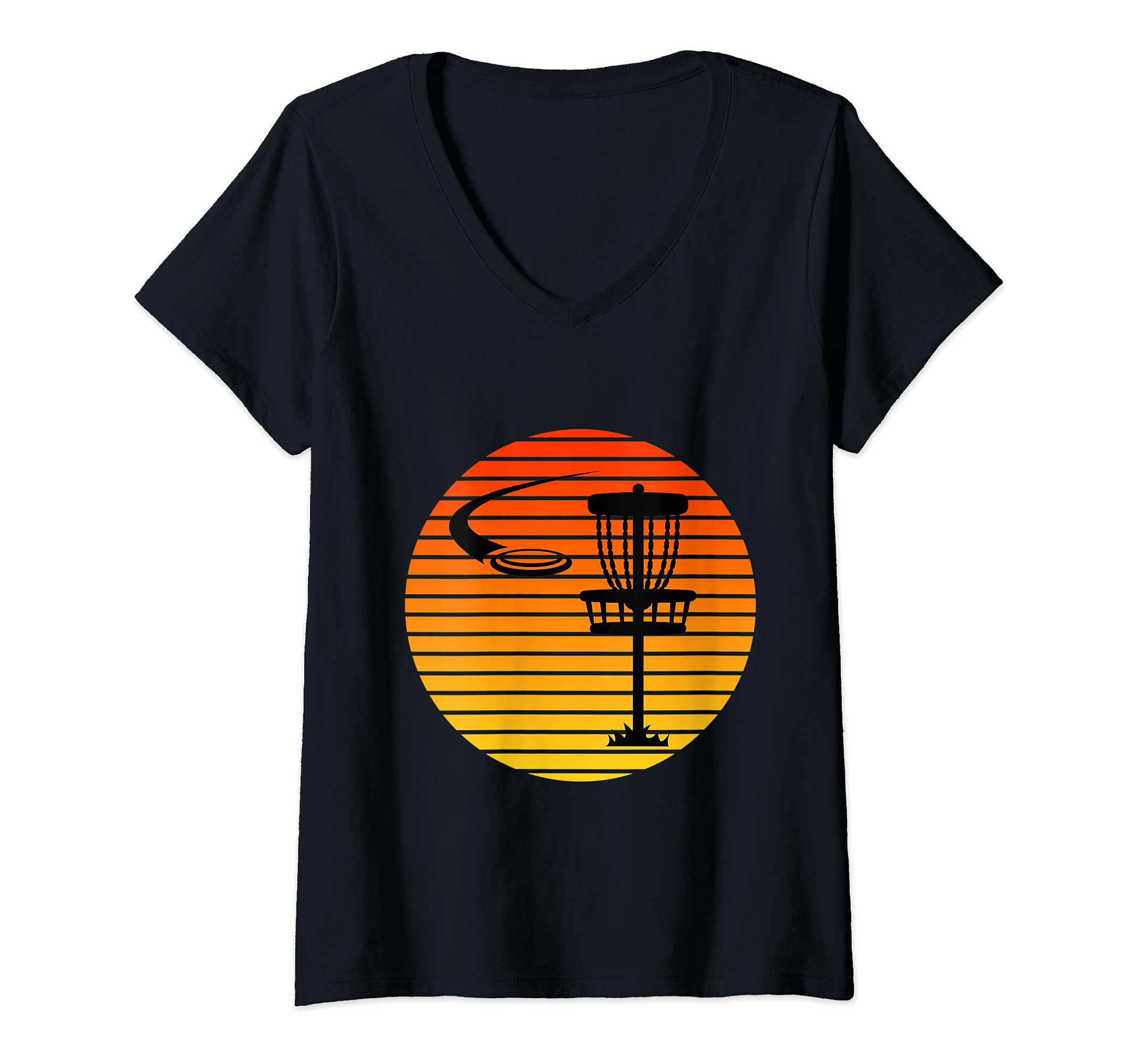 Womens Disc Golf Frisbee Basket Towel Marker Game V-Neck T-Shirt