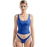 SUUKSESS Women Scoop Neck Tank Top Summer Sleeveless Going Out Double Lined Basic Tops