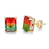 4MEMORYS Watermelon Crystal Stud Earrings Emerald