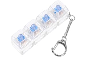 Kisangel Fidget Keyboard Keychain, Transparent Fidget Button with 4 Keys Keychain for Relief Decompression Pendant Bags Backp