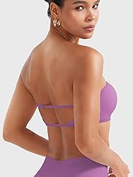 YEOREO Women Strapless Bandeau Sports Bra Padded