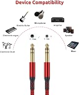 RUXELY 6.35mm TRS Instrument Cable 3M 2-Pack Straight 1/4 Inch Jack view 3