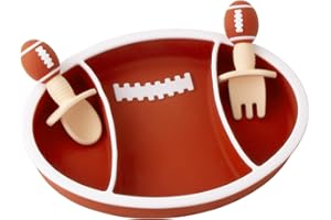 LINOWOS Toddler Plates Silicone, Baby Divided Suction Plate Dish for Toddler Kids Self Feeding, BPA Free Dishwasher and Microwave Safe