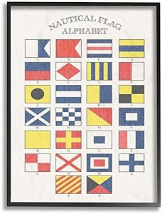 Stupell Industries Nautical Flag Alphabet Black Framed Wall Art, 16 x 20, Design by Artist Daphne Polselli