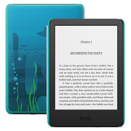 Amazon Kindle Kids (16 GB) - If it breaks, we will replace it, includes age-appropriate books and cover, with glare-free display, faster page turns - Ocean Explorer