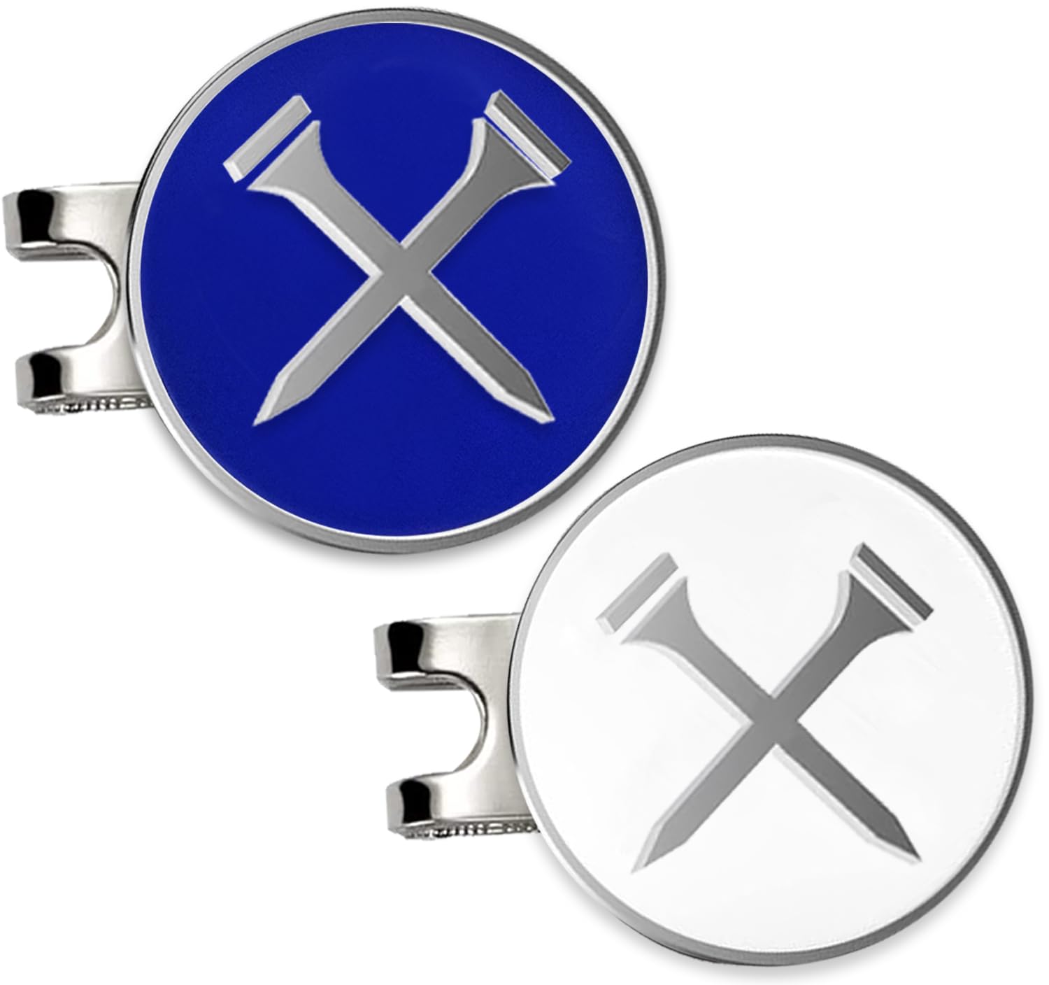 Adhere Golf ball Markers Soft Enamel golf ball markers with strong Magnetic Hat Clip, A Premium Golf Gifts for Golfer (White+Blue Tees)