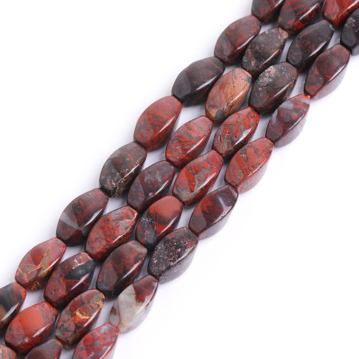 Sweet & Happy Girl's Store 6x12mm Twist Gemstone Mixed Red Jasper Beads Strand 15 Inch Jewellery Making Beads