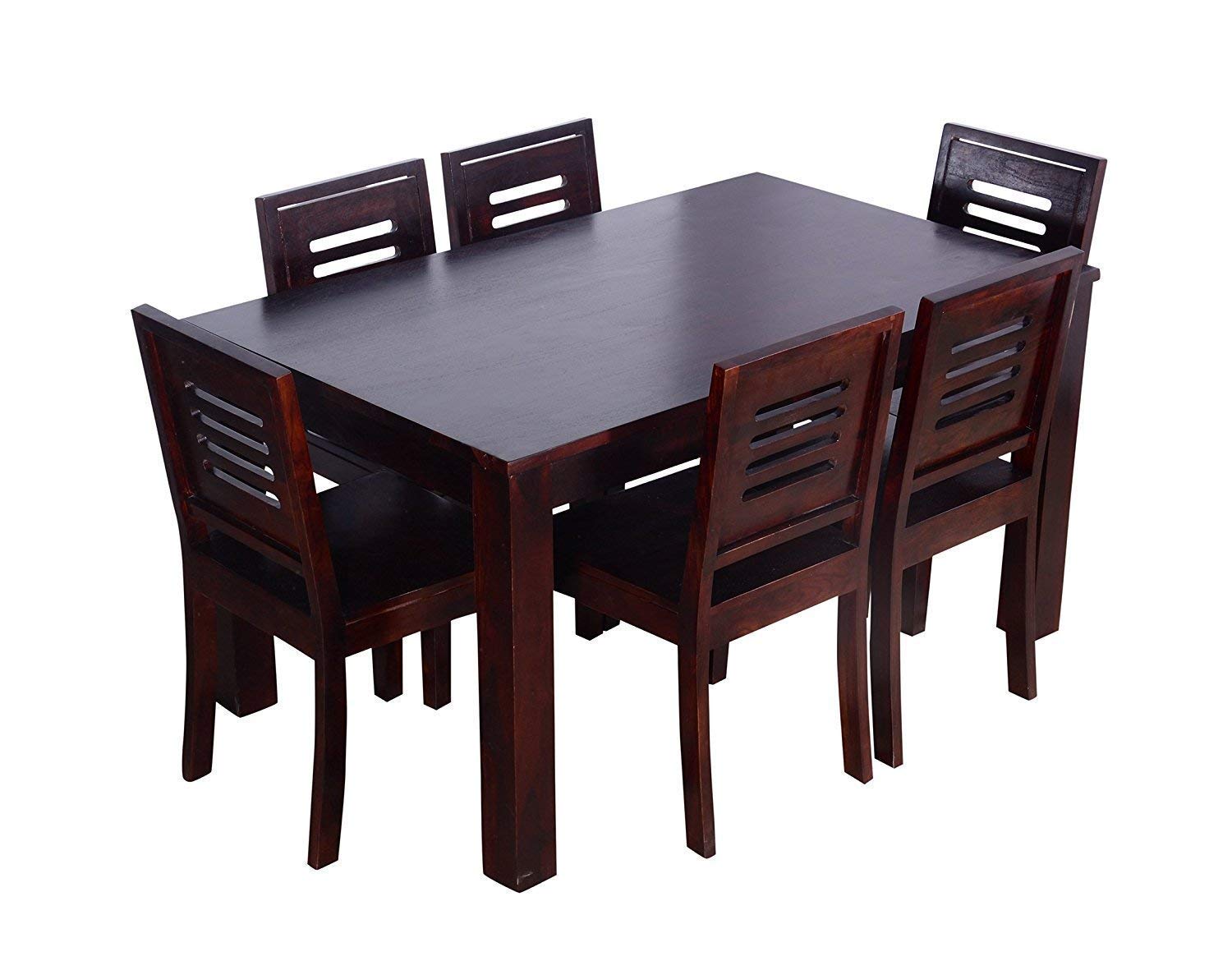 Furinno Sheesham Wood 6 Seater Dining Table Set with Chairs for Home