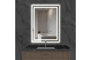 BOOLUU 24×32 LED Bathroom Mirror with Lights Bathroom Vanity Mirror with Backlit and Front Light,Stepless Dimmable Led Mirror