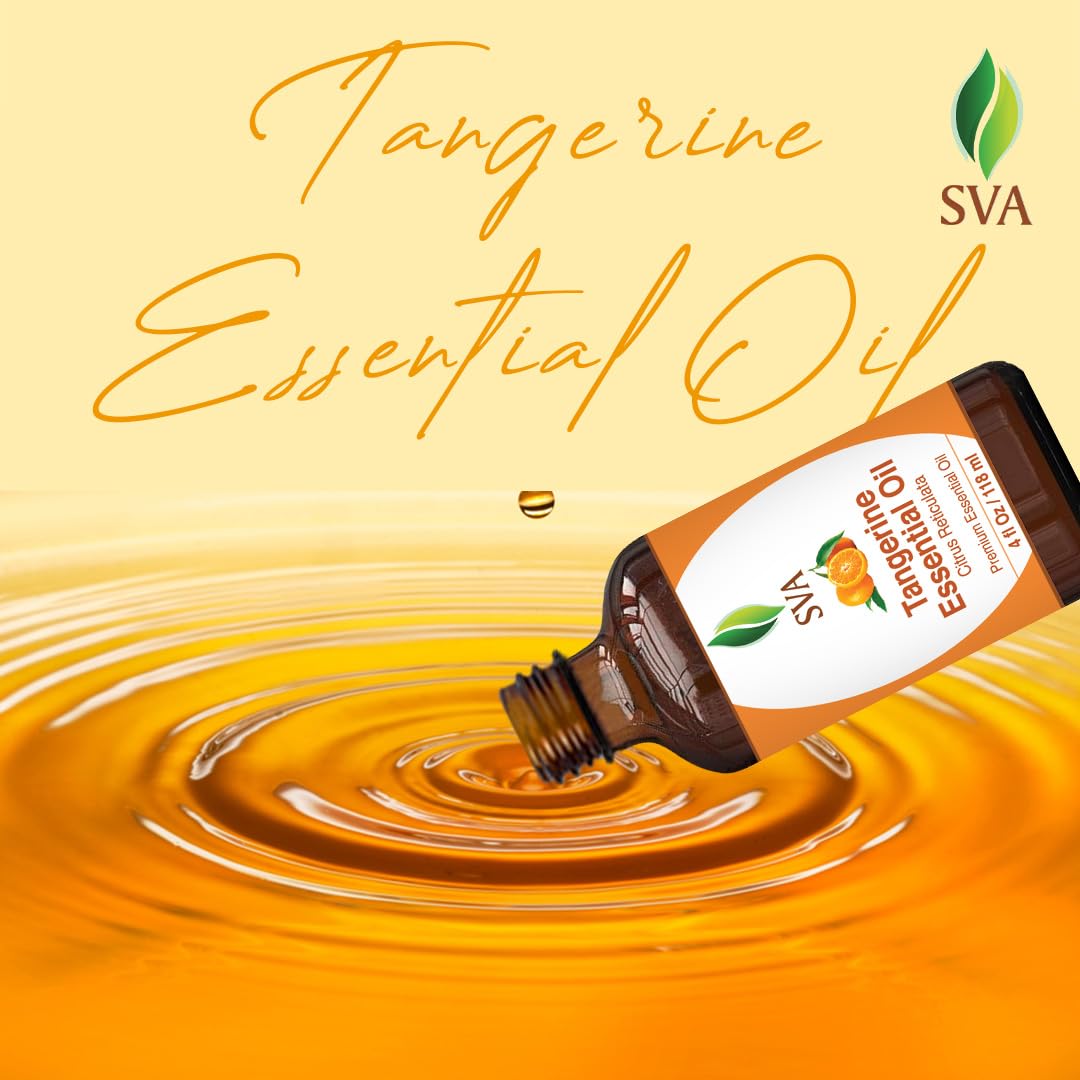 SVA Tangerine Essential Oil – 4 Fl Oz – 100% Natural Tangerine Oil - for Diffuser, Hair Care, Face, Skin Care, Aromatherapy, Scalp and Body Massage, Soap and Candle Making – with Dropper - Image 4
