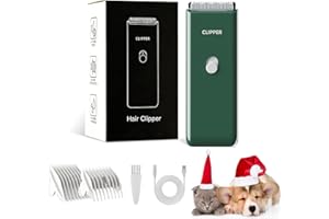 Founouly Professional Household Waterproof Low Noise Pet Hair Clippers Electric USB Rechargeable Painless Grooming Tools Hair Grooming Trimmer for Small Medium Dog Cat AP005 Green