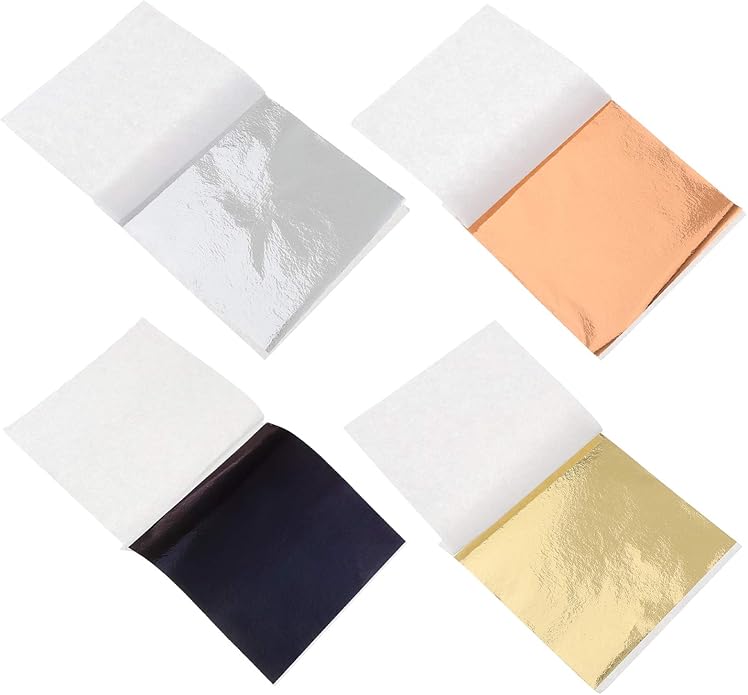 HEALLILY 400pcs Nail Foil Transfer Sheets Metallic Gold Foil Leaf Paper Fingernail Transfer for